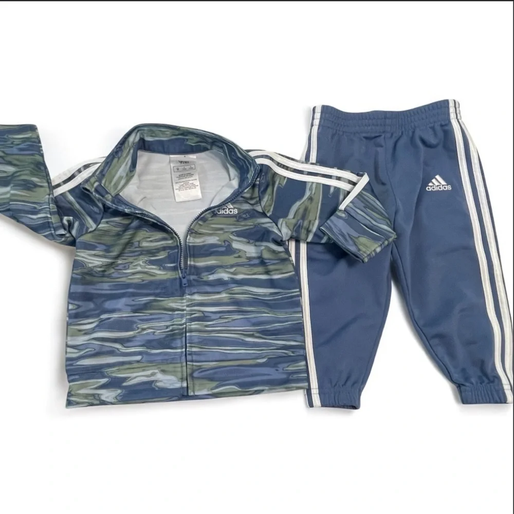 Adidas Infant Blue and Green Patterned Tracksuit